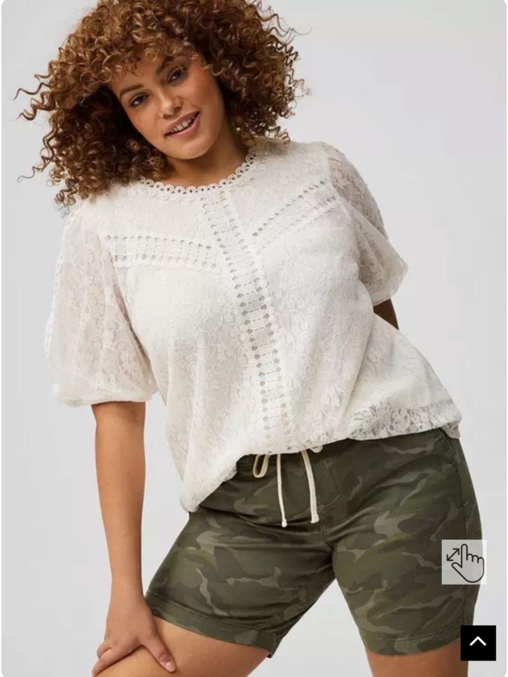 Torrid Lace Puff Short Sleeve Blouse